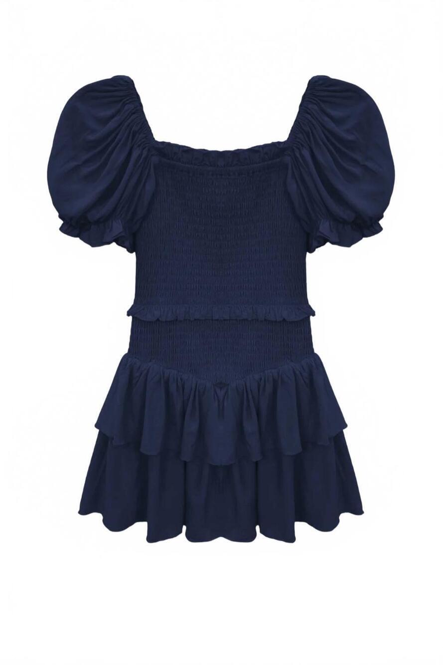 NEW KATIE J NYC girl's lainey solid dress in evening blue